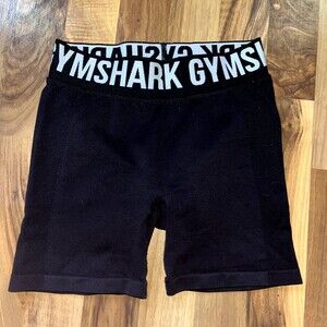 Gymshark Black Biker Shorts Spandex Logo Band Gym Workout Athletic Comfort XS
